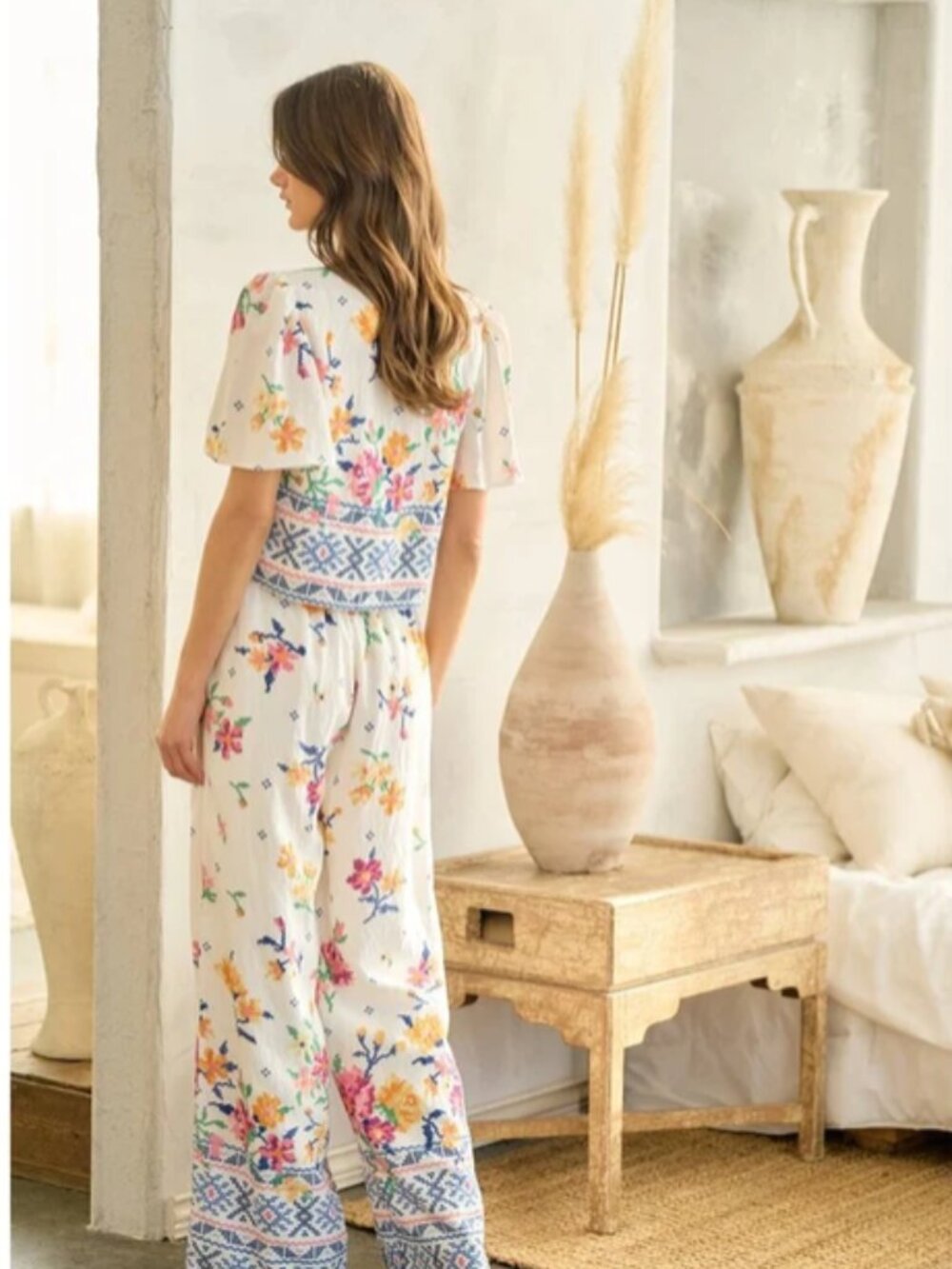 lalavon floral print elastic pant